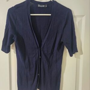 Navy Blue Short Sleeve Cardigan